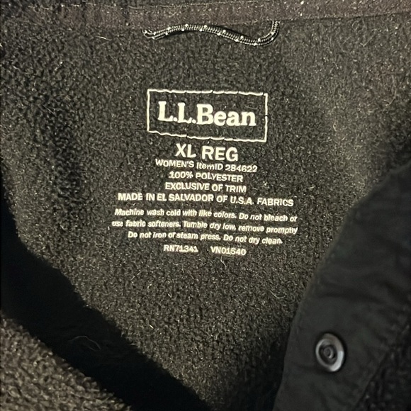 L.L.Bean Womens Black Fleeced Pullover Winter Size XL - Picture 7 of 11